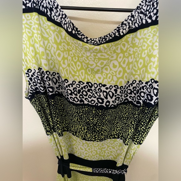 ✨Banana Republic Short Sleeve Green Cheetah Print Dress Size L - Picture 8 of 10